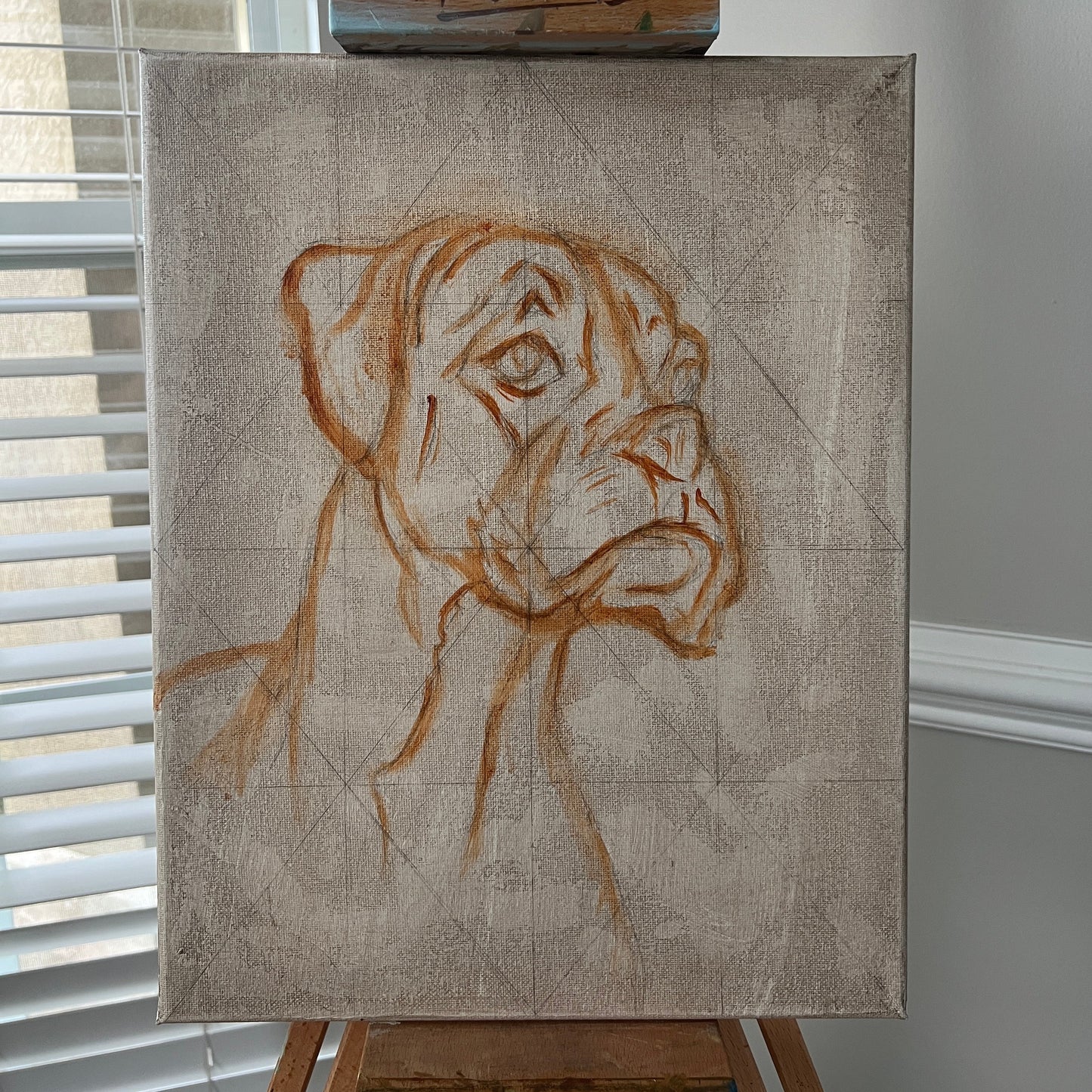 Boxer Dog Oil Painting on Canvas