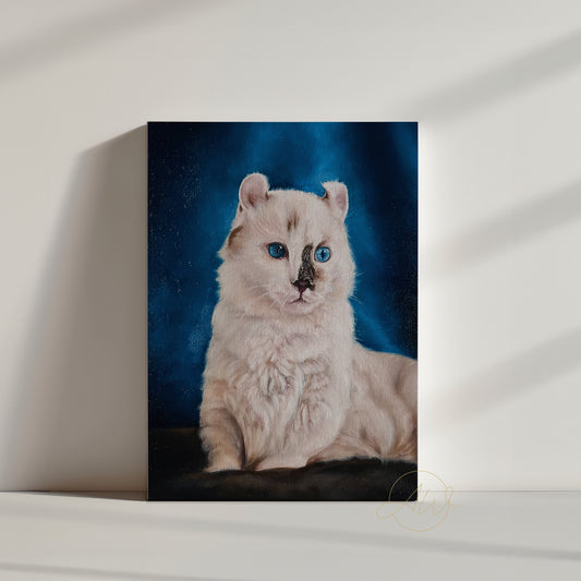 American Curl Cat Oil Painting on Canvas