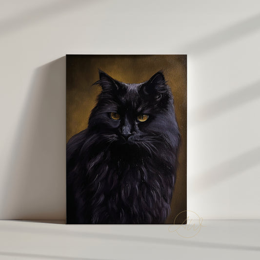 Black Cat Oil Painting on Canvas