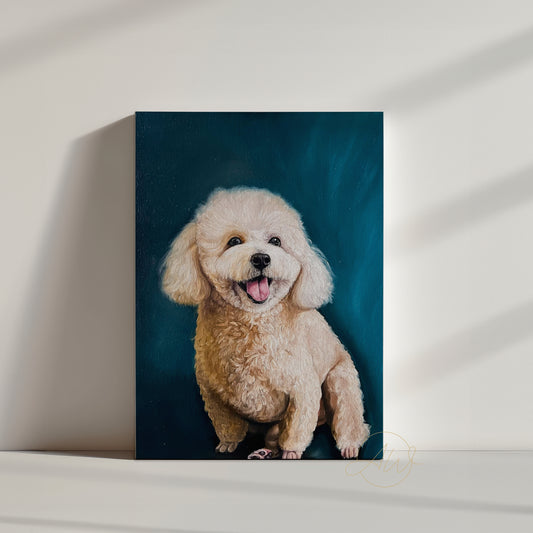 Poodle Oil Painting on Canvas