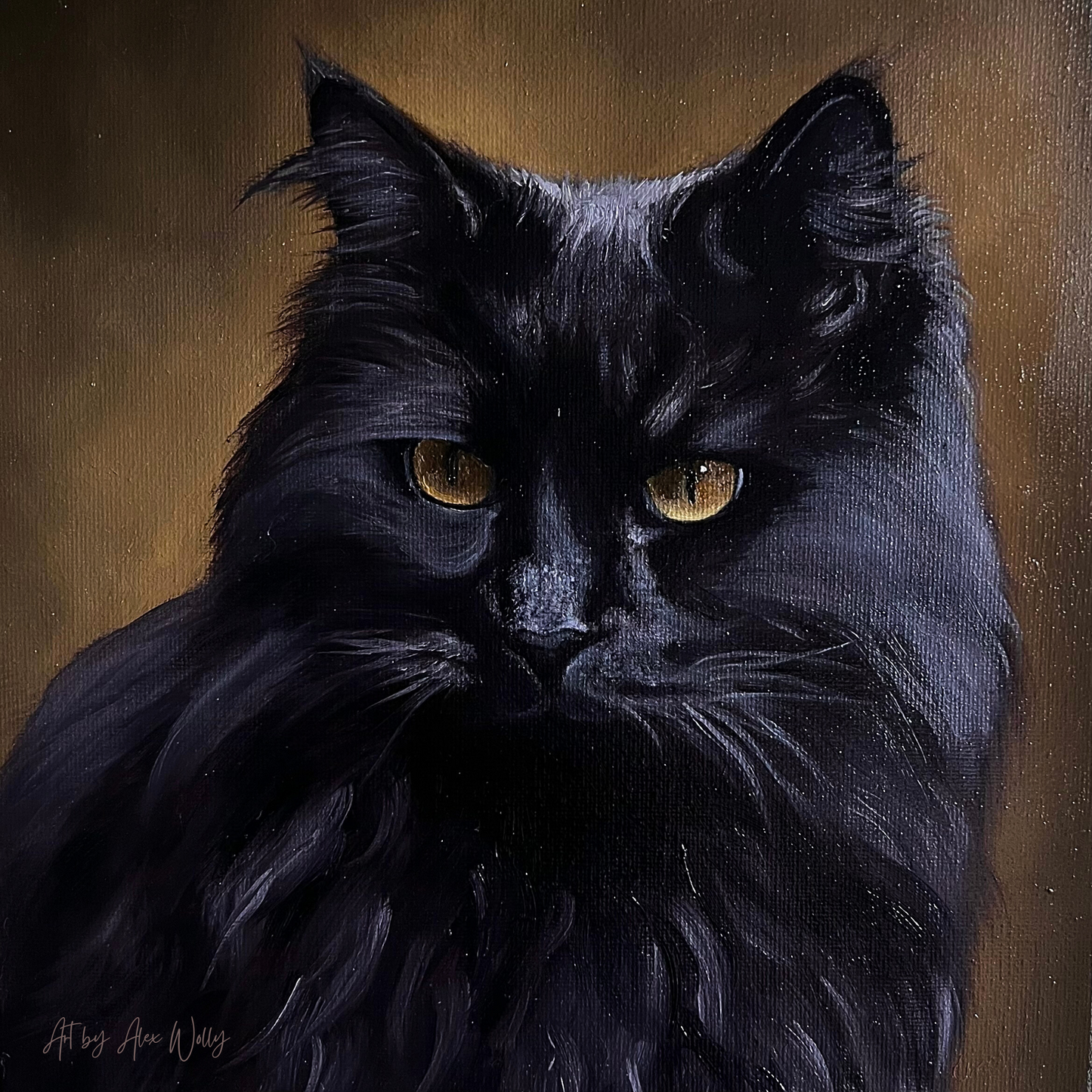 Black Cat Oil Painting on Canvas