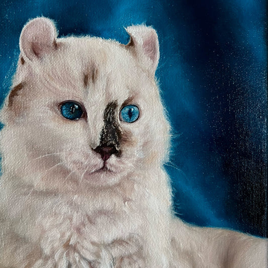 American Curl Cat Oil Painting on Canvas