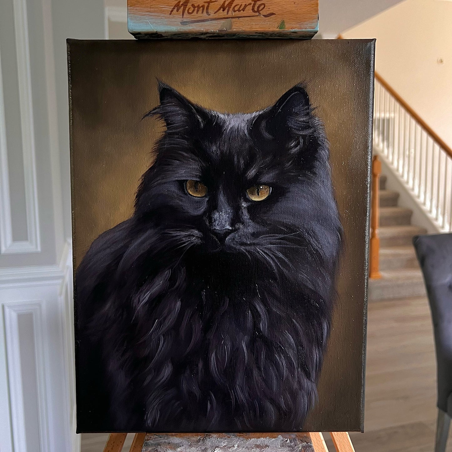 Black Cat Oil Painting on Canvas
