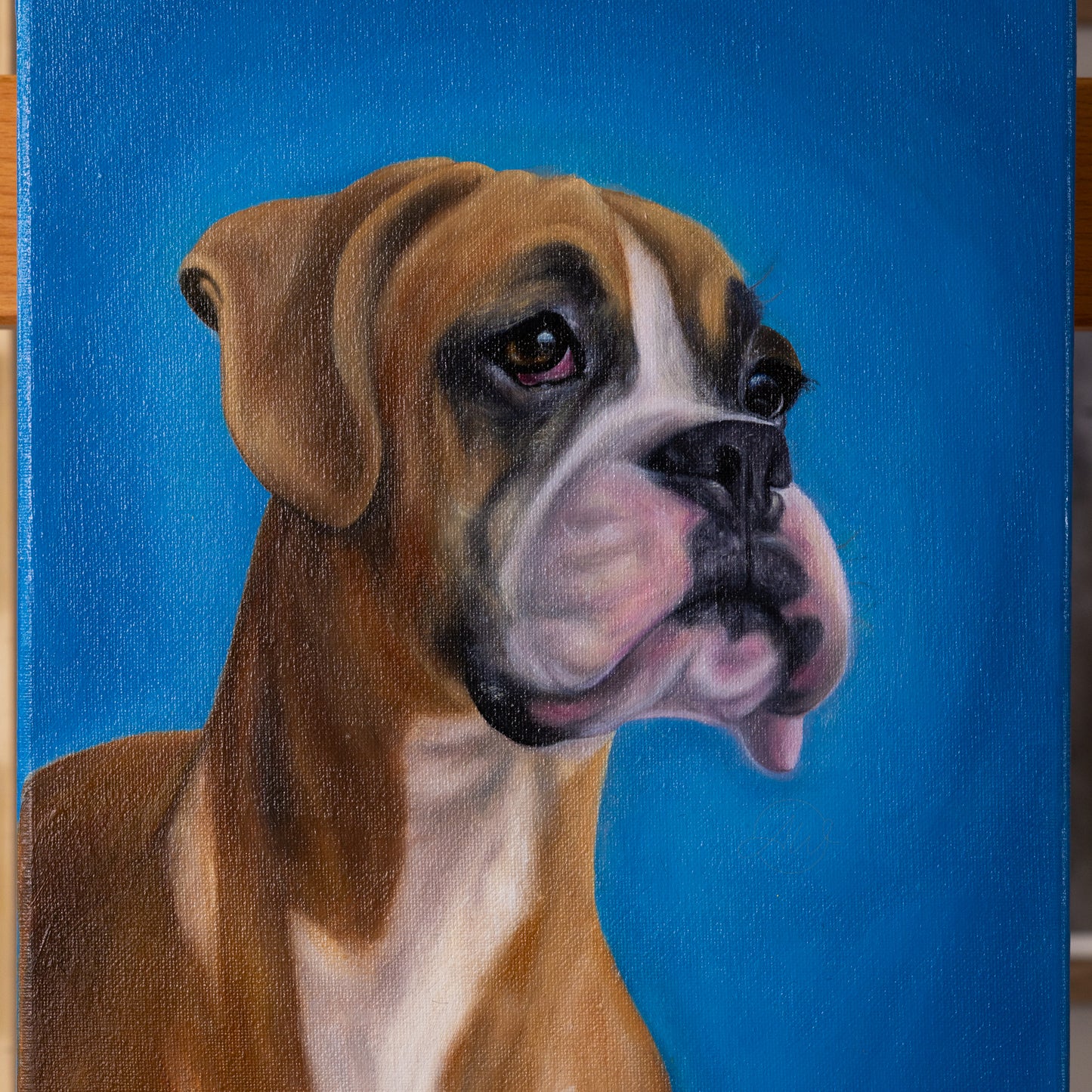 Boxer Dog Oil Painting on Canvas