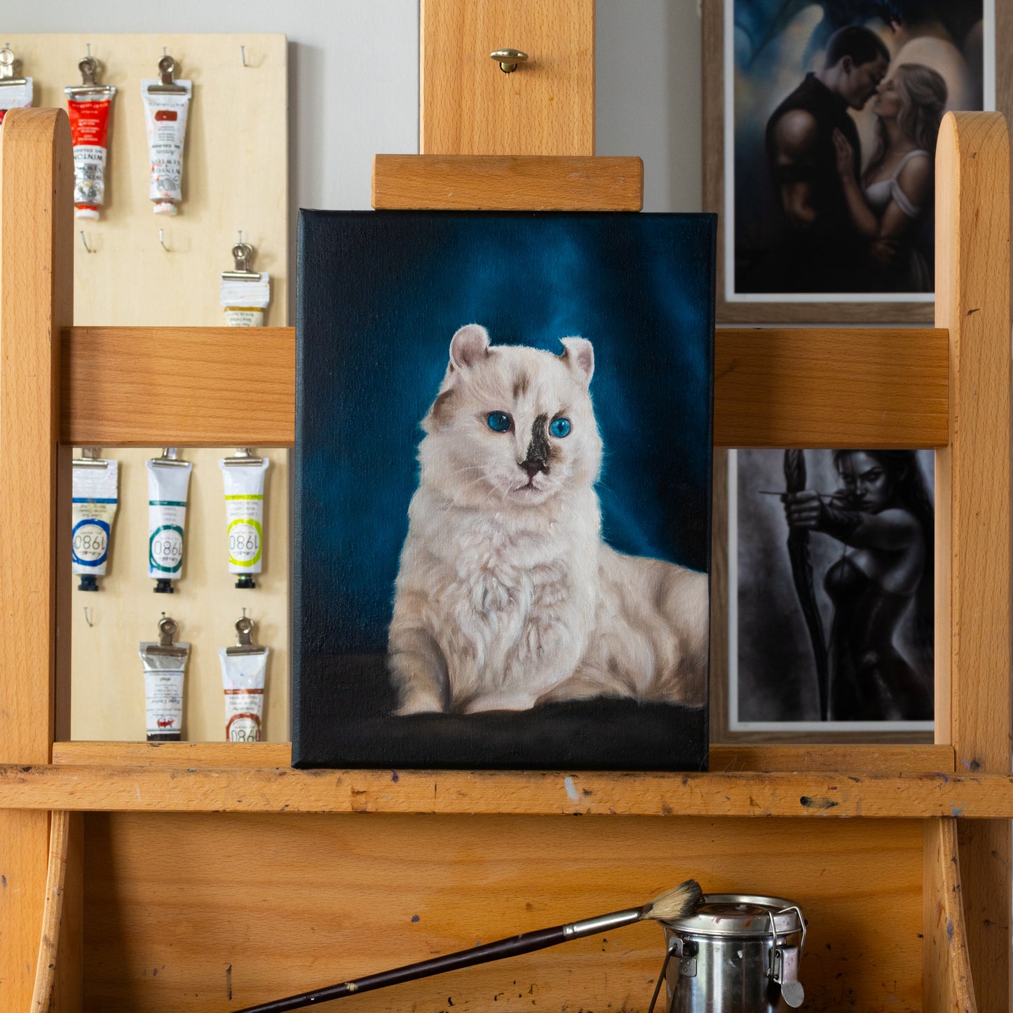 American Curl Cat Oil Painting on Canvas