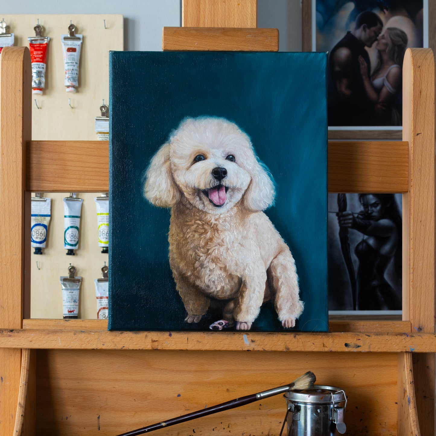 Poodle Oil Painting on Canvas