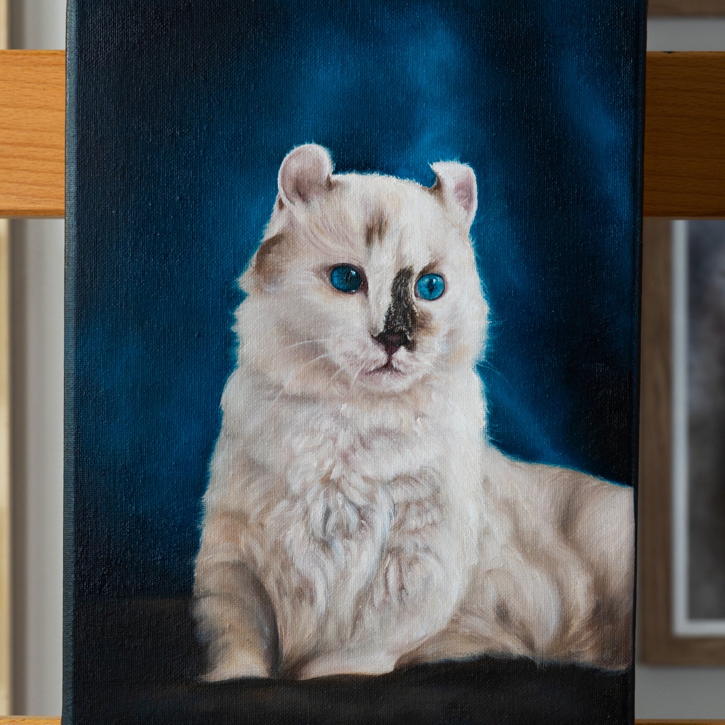 American Curl Cat Oil Painting on Canvas